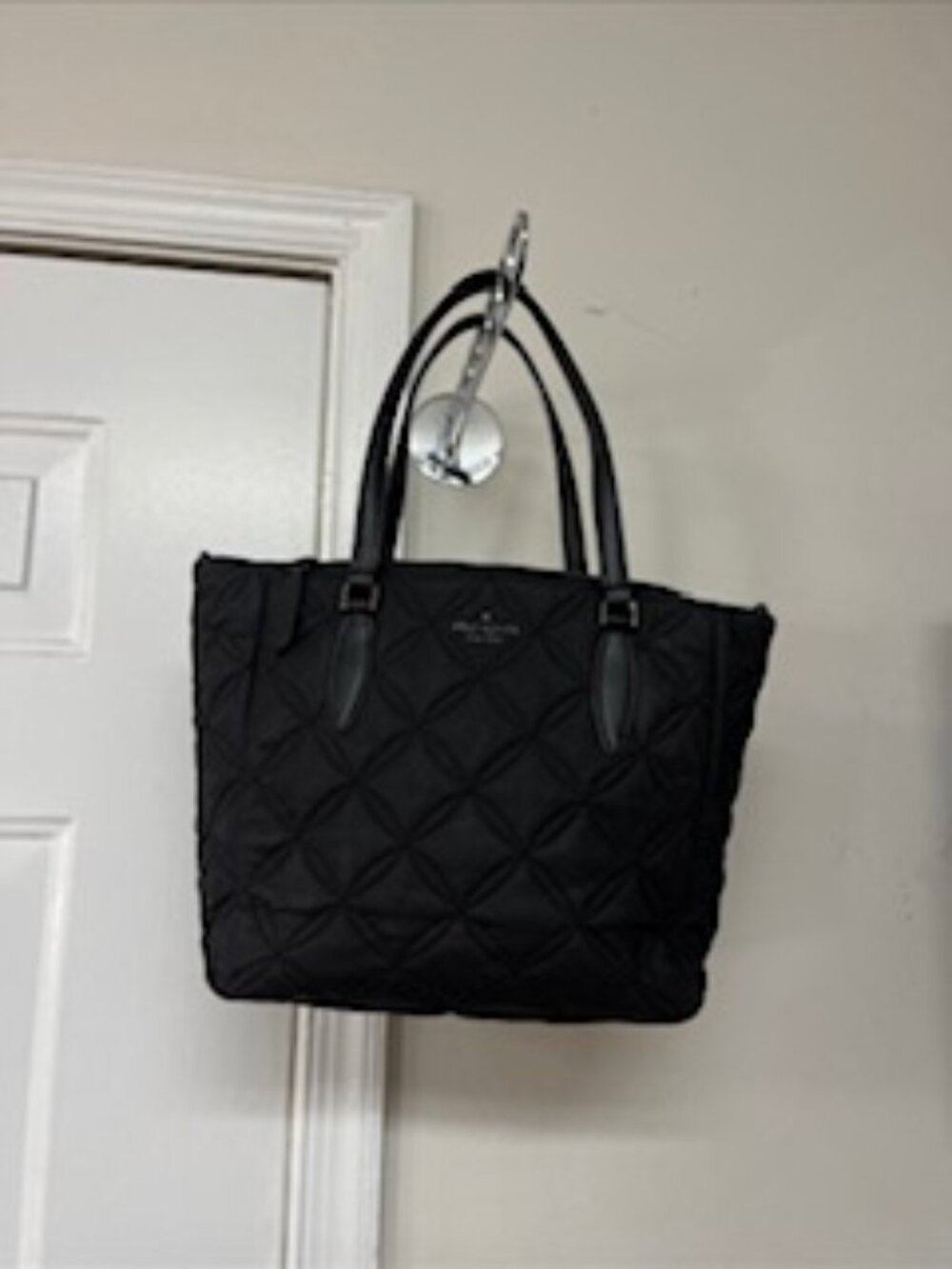 Black Kate Spade Jae Quilted Medium Tote Puffy Nylon